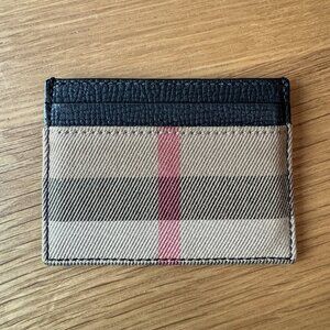 Burberry Check/Plaid Print Leather Cardholder